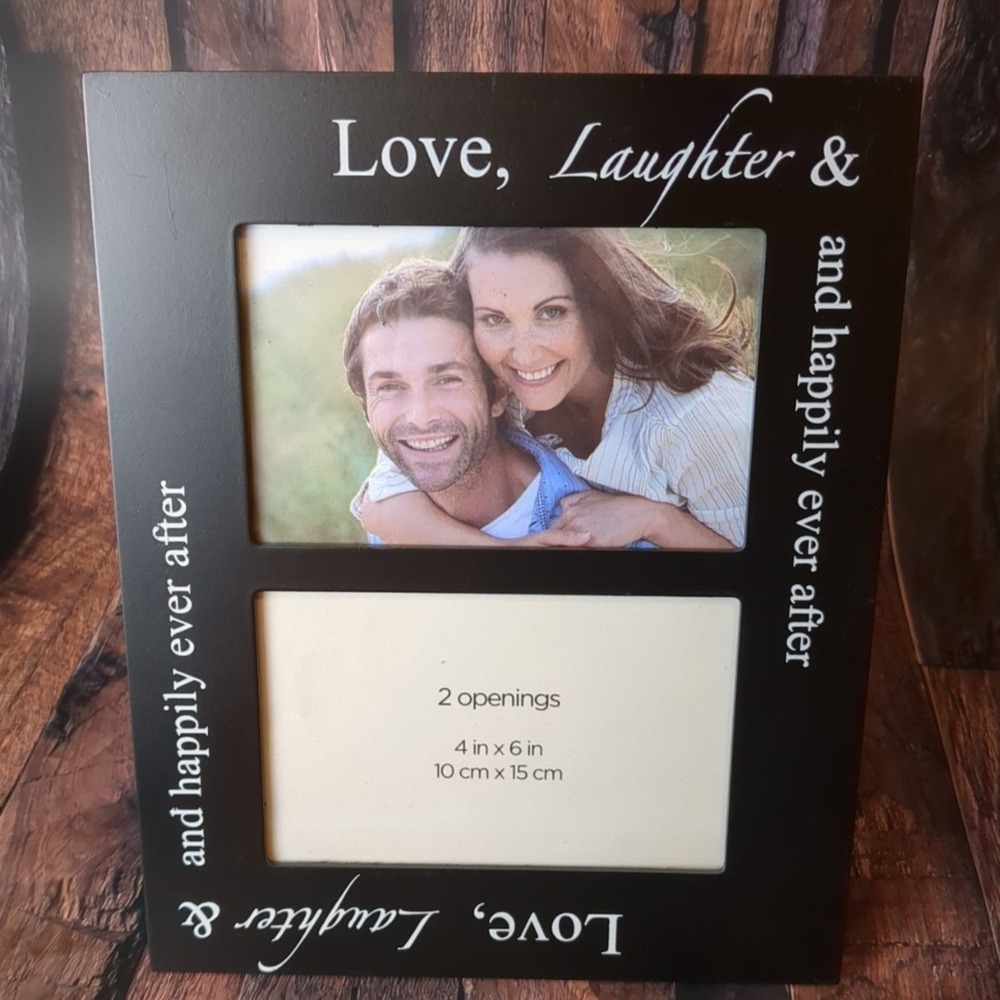 Love Laughter & Happily Ever After Black 2 Opening Wedding‎ Photo Picture Frame